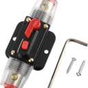 BOJACK 100A Audio Inline Circuit Breaker Reset Fuse Holder 12-24V DC Manual Reset Fuse Holder 3-15 AWG Overload Protection for Car Audio Sound Amplifier System RV Marine Boat Truck Solar Inverter