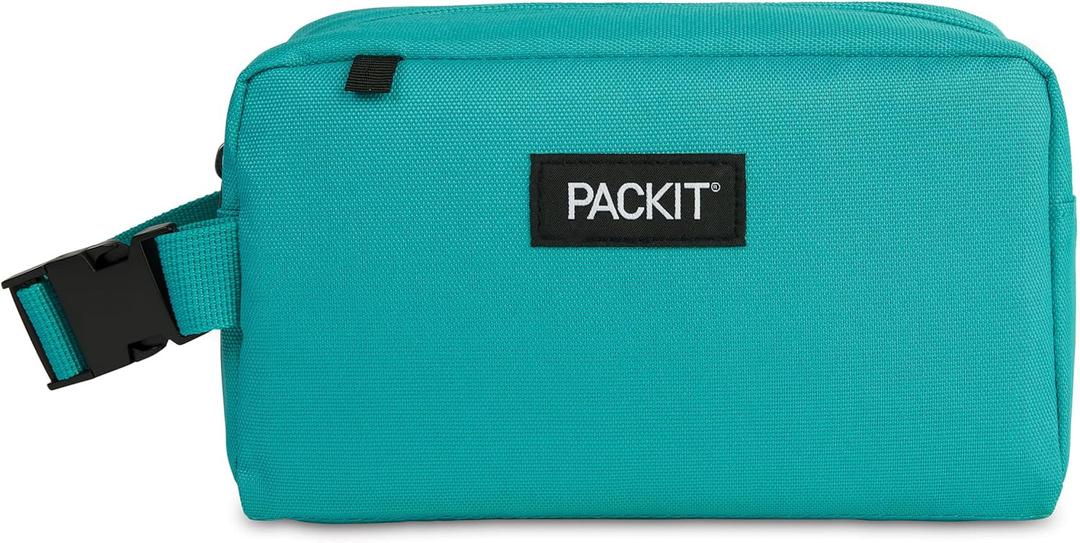 PackIt Freezable Snack Box, Teal, Built with ECOFREEZE Technology, Collapsible, Reusable, Zip Closure with Buckle Handle, Designed For Work Snacks, Fresh Snacks On the Go, Adults, and All Ages