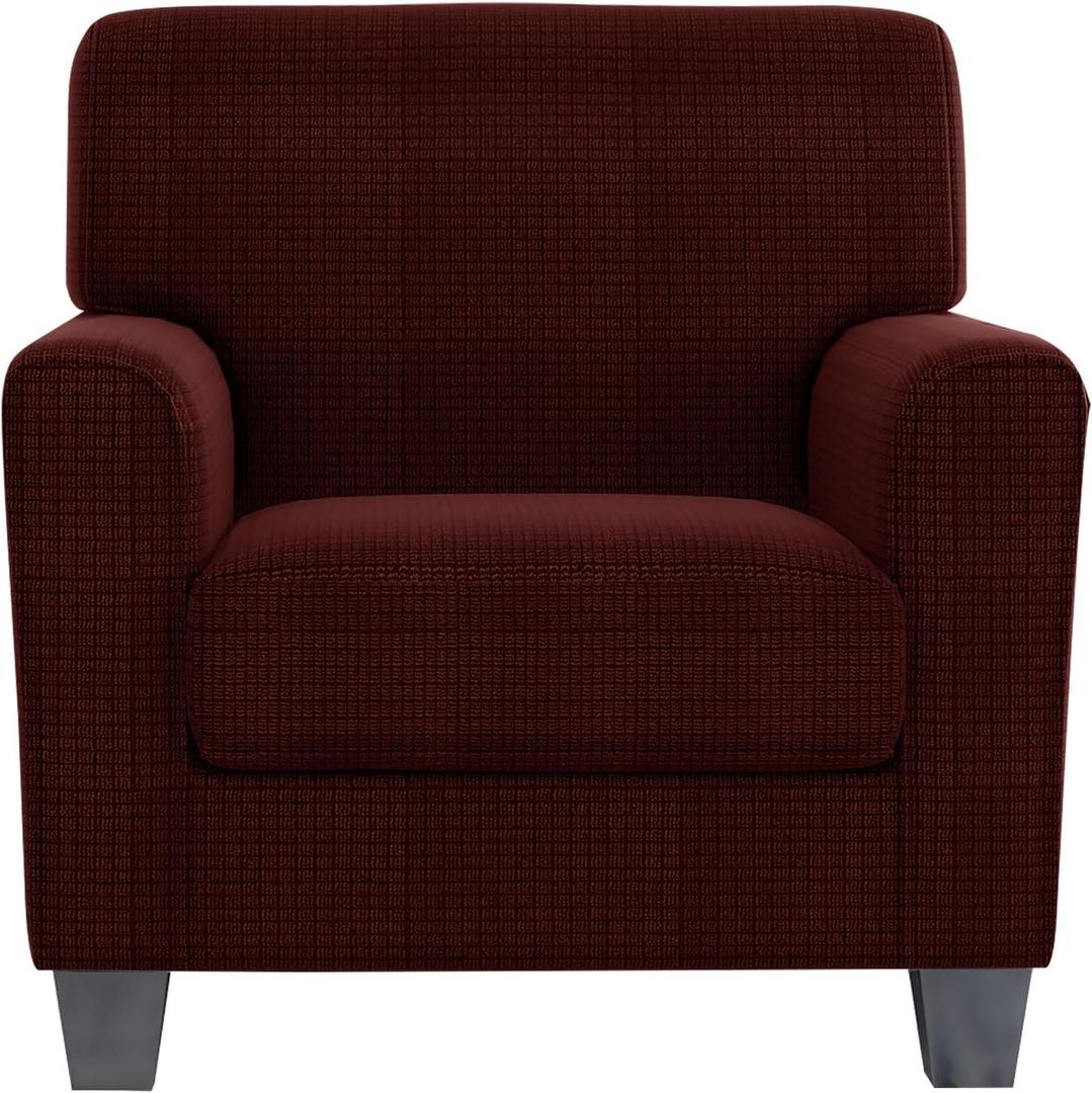 ZNSAYOTX 2 Piece Chair Covers for Living Room with Arms Anti Slip Stretch Arm Chair Slipcovers Sofa Armchair Slipcover Machine Washable Furniture Protector (Red, Chair) (Small)