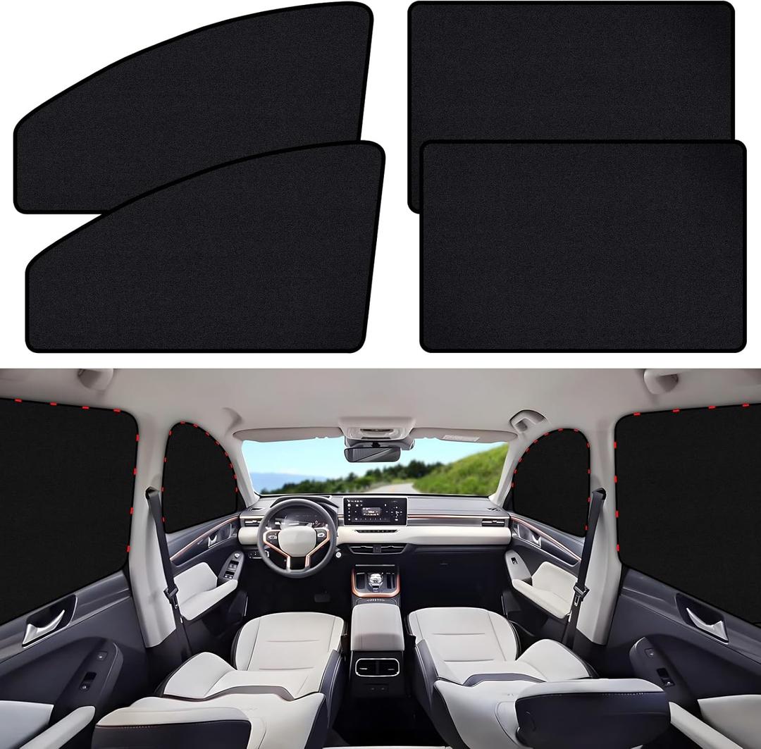 ZATOOTO Suede Car Window Shades 4PCS - Car Window Covers for Ultimate Privacy, UV Protection, and Heat Insulation, Side Window Sun Shade Perfect for Camping, Travel, Baby Safety, and Daily Use