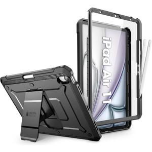 SUPCASE for iPad Air 11 Inch Case M4/M3/M2 (2026/2025/2024), [Built-in Screen Protector & Pencil Holder & Stand] Rugged Protective Cover for iPad Air 10.9 Inch 5th/4th Generation (2022/2020), Black