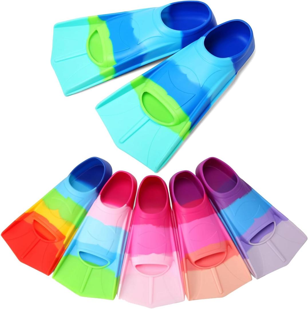 Kids Swim Fins,Short Kids Fins Youth Swimming Flippers for Lap Swimming Training for Children Girls Boys Beginners (XL ( US Women 9.5-11 US Men 8.5-10 ), Blue)