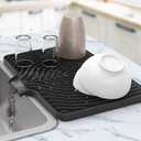 Silicone Drying Mat for Kitchen Counter , Dish Drying Rack Matt with Built in Drain, Small Dry Mats for Dishes Drying Pad for Kitchen Counter (1812inch Extra Raised, black)