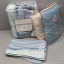 Greenland Home Maui Embroidered Coastal Quilt and Pillow Sham Set with Decorative Pillows, King/California King (5-Piece) (Blue)