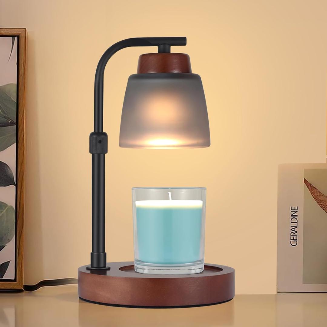 Dimmable Candle Warmer Lamp Electric Wax Melt Warmer Adjustable Height for Jar Scented Candles as Mothers Day Birthday Gifts for Women Mom Grandma Home Offices Decor Light(Grey Glass)