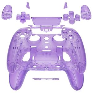 ExtremeRate Full Set Shell with Buttons Touchpad Compatible with ps5 Edge Controller, Clear Atomic Purple Replacement Decorative Trim Shell Front Back Plates Compatible with ps5 Edge Controller