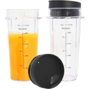 Upgrade 2 Pack 16oz QB3001SS Replacement Cups Compatible with Ninja Fit Compact Personal Blender, Replacement for Ninja Blender Cups with Scale and Sealing Cap