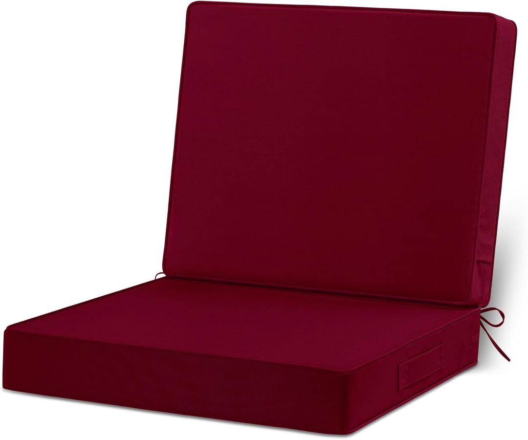 cozyide 24x24 Outdoor Cushions for Patio Furniture, Waterproof Outdoor Chair Cushions with Non-Slip Ties and Handle, Washable Deep Seat Cushions for Outdoor Furniture with Removable Cover, Burgundy cozyide 24x24 Outdoor Cushions for Patio Furniture, Waterproof Outdoor Chair Cushions with Non-Slip Ties and Handle, Washable Deep Seat Cushions for Outdoor Furniture with Removable Cover, Burgundy
