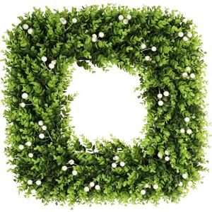 24 Inch Large Boxwood Wreath with White Berries, Spring Summer Artificial Green Wreaths for Front Door Farmhous Wedding Window Hanging Wall All Year Round Indoor & Outdoor