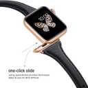 WFEAGL Compatible with Leather Apple Watch Band 41mm 40mm 38mm 42mm(series 11 10) Women, Top Grain Leather Strap Slim & Thin Replacement Wristband for iWatch Bands SE 3 2 1, Series 11 10 9 8 7 6 5 4 3 2 1 (Black/Gold)