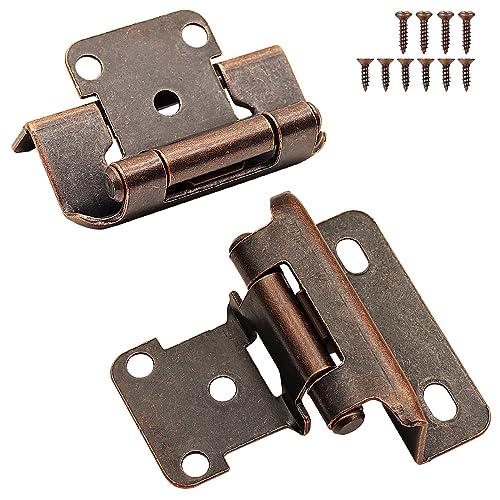 Kitchen Cabinet Hinges Oil Rubbed Bronze 1/2" Overlay Partial Wrap Self Closing Cabinet Door Hinge, Semi Hidden Cabinet Hinge for Cabinet Doors 4pcs