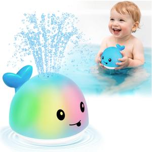 Gigilli Whale Bath Toy Sprinkler, Light Up Bath Toys for Kids Ages 1-3 Infant Baby Bath Toys 1 2 3 Year Old, Toddler Bathtub Bath Foutain Toys, Baby Pool Toys 6-12-18 Months Boys Girls Birthday Gifts (Blue)