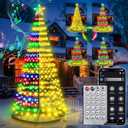7ft Smart Pre-lit LED Cone Christmas Tree - 30+ Modes 391 Color Changing Lights with App & Remote Control, Timer, Music Sync for Indoor or Outdoor (Green Finish)