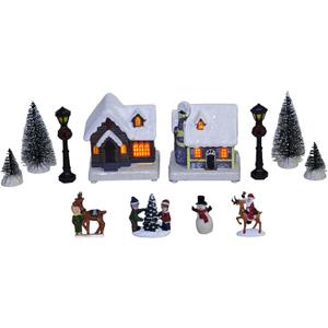 MerryPulse Christmas Village Sets - 12 Pcs Christmas Village Houses Figurines Accessories Xmas Town Scenes Building Collection Xmas Indoor Decor (Multicolor)