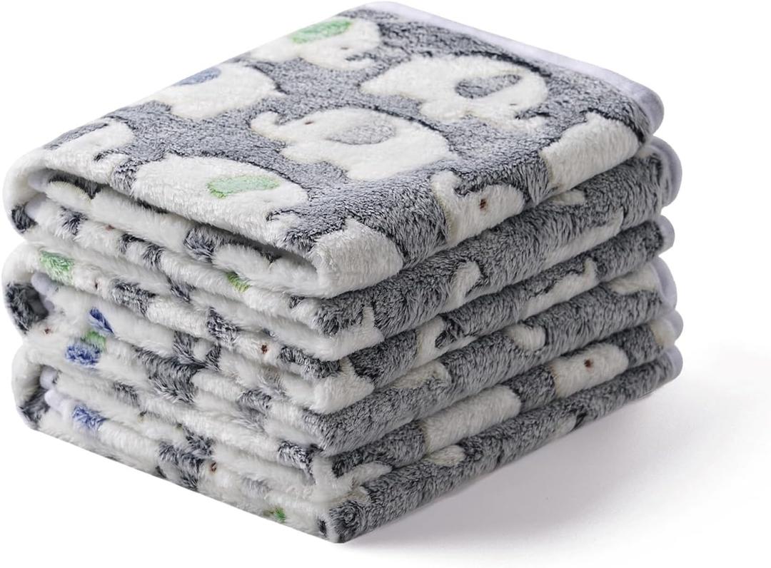 1 Pack 3 Blankets Super Soft Fluffy Premium Cute Elephant Pattern Pet Blanket Flannel Throw for Dog Puppy Cat Dark Grey Medium(30x20 inch)