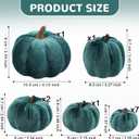 12pcs Artificial Velvet Faux Pumpkins Halloween Handmade Crafts Fabric Foam Fall Harvest Table Centerpiece Party Thanksgiving Decorative Teal