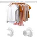 Closet Rod, 17 to 86 inches Adjustable Closet Rods for Hanging Clothes Heavy Duty Closet Hanging Rod Metal White Rod for Closet, Wardrobes, Bathroom, Windows