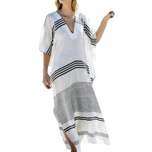 Eddoyee Loose Beach Kaftan Dresses for Women Caftan Swimsuit Cover Up (Striped 1) Medium-X-Large, One Size
