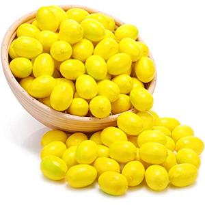 Amyhill 100 Pcs Mini Artificial Lemon Fake Fruit Faux Artificial Simulation Lemon Summer Realistic Kitchen Fruit Decor Lifelike Decoration for Home Kitchen Table, 1. 2 x 1. 8 Inch