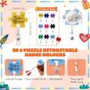 ReliThick 30 Set Employee Appreciation Gifts Bulk, Puzzle Badge Reel with Thank You Cards, Retractable ID Badge Holder for Nurse Teacher Staff Team Coworker Office Hospital School (Make A Difference)