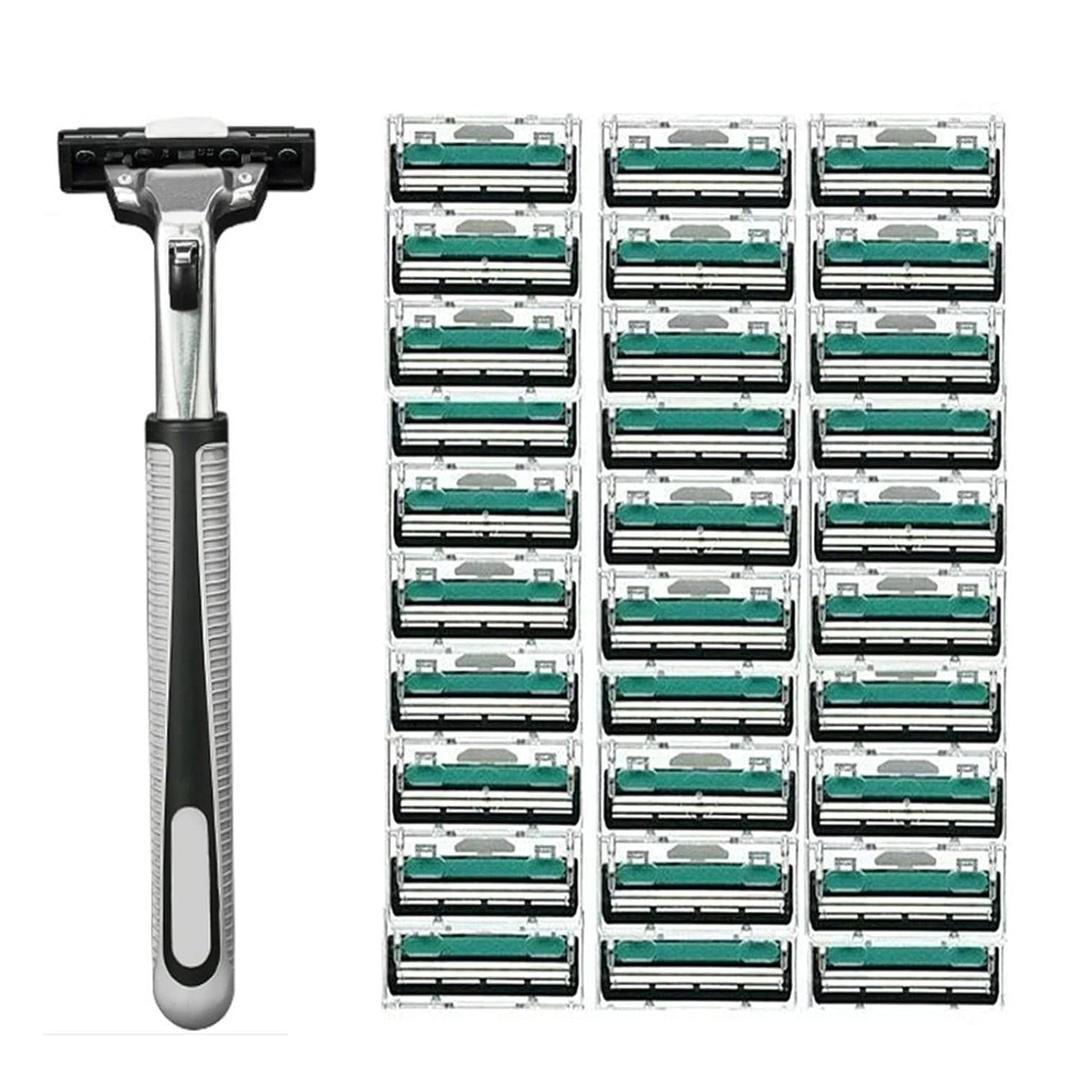 HEYU Men's Razor, Twin Blade, For an Ultra Soothing and Comfortable Shave (1 Handle + 30 Cartridges)