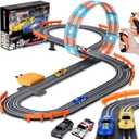 Slot Car Race Track Sets with 4 Slot Cars, Ideal Birthday Xmas Gifts Toys for Kids Boys Ages 6 7 8-12, Battery or Electric Race Car Track Set with Dual Racing Game, Flash Circular Track, Lap Counter