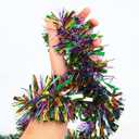 CCINEE 32.8FT Mardi Gras Tinsel Garland, Metallic Festooning Twist Glitter Shiny Hanging Fringe for Party Decorations - Gold/Green/Purple