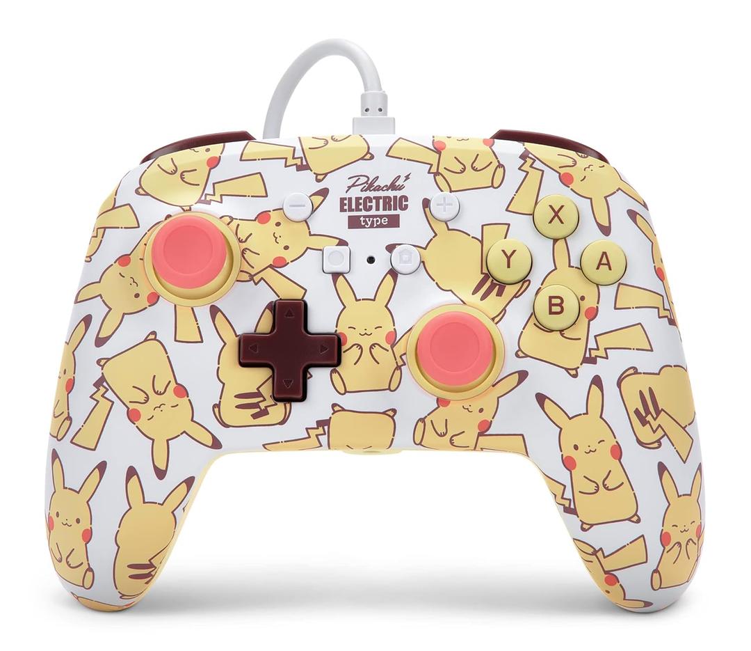 PowerA Enhanced Nintendo Switch and Switch 2 Wired Controller Pikachu Blush, Officially licensed
