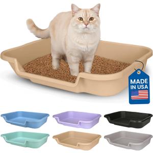 KittyGoHere Senior Cat Litter Box 1 Pack, Large Beach Sand Low Entrance Kitty Litter Box, Sized for Cats Comfort, Perfect for Senior and Arthritic Cats, Made in USA