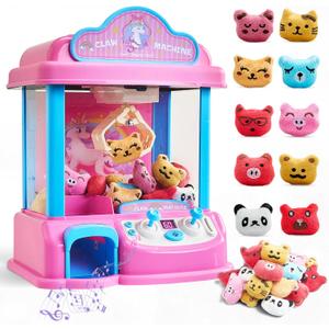 JoyCat Claw Machine for Kids, Unicorn Mini Vending Machine & Electronic Arcade Game with Adjustable Music & 20 Mini Plush Toys for Kids Ages 3-8, Indoor Toy for Home Party