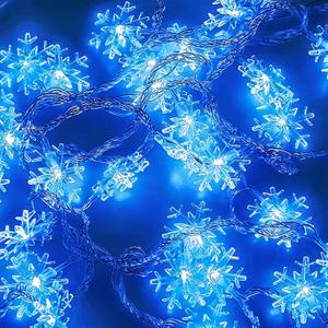 DomeStar Christmas Snowflake String Lights,9.8Ft 20 LED Battery Powered Christmas Fairy Lights Hanging Decor for Xmas Tree Party Wedding New Year Bedroom Patio Wall Indoor Outdoor Decorations Blue