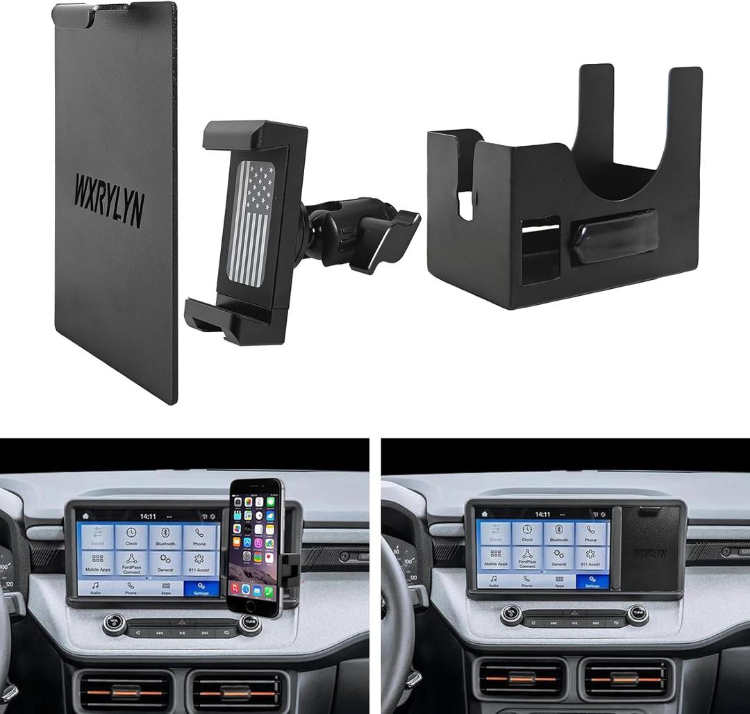 Stainless Steel 2024 Maverick Phone Mount for Maverick 2022 2023 2024 Cubby Phone Mount 2024 Ford Maverick Accessories 2024 Maverick Dash Cubby Insert Aluminum Alloy