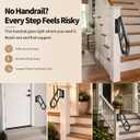 Heavy Duty Wall Mount Handrails for 1-3 Steps Outdoor Non-Slip U-Shaped Safety Railings with Metal Grip Powder Coated Rustproof Stair Handle for Garage Porch Garden Black (23in 2 Pack)