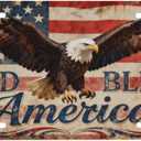 Eagle American Flag Bless Front License Plate Car Decorative License Plates Aluminum Metal Decor Accessory Novelty Vanity Tag Cover with 4 Holes for Men Women 6" X 12"