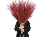 Burgundy Pampas Grass Decor, 8 Pcs 45 Inch Tall Large Faux Pompous Grass, Long Artificial Flowers for Floor Vases, Wedding Centerpieces, Baby Shower and Home Decoration (Burgundy)