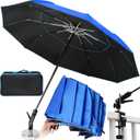 New 60" Folding Magnetic Umbrella,Designed for Outdoor Work,600lb Strong Suction Hvac Umbrella With Magnetic Base & Clamp,2-in-1 Sun & Rain Protection,180 Adjustable,Portable for HVAC(Blue)
