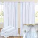 20ftx14FT Wrinkle Free White Backdrop Curtain, 4 Panels 14FT Height White Wedding Backdrop Drapes, Silky Polyester Back Drop Cloth for Birthday Photography Background Party Backdrop Draping