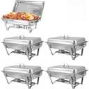 Jwevvie Chafing Dish Buffet Set, 8QT Stainless Steel Chafing Dishes for Buffet, Full Pan Chafing Dish, Buffet Servers and Warmers for Party, Wedding,Catering (5 PACK)