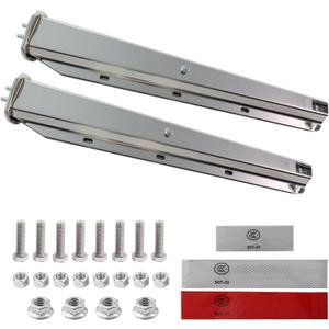 2 Pack Stainless Steel Heavy Duty Straight Spring Loaded Mud Flap Hanger Bracket Mudflap Holder Set for Semi Trucks 1-1/8" Bolt Spacing 29.5" Length with Reflective Tapes