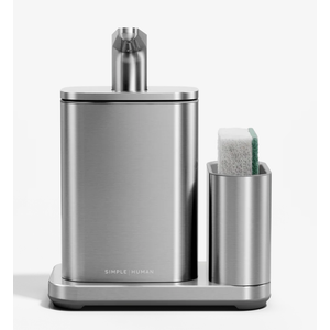 simplehuman Pulse Pump, 16 oz. with Caddy, Premium Soap Dispenser for Kitchen and Bathroom, Drip and Clog Free Valve, Mess-Free Wide Refill, Magnetic Caddy for Sponge, Brushed Stainless Steel