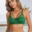 Avidlove Bralettes for Women Underwire Lace Floral Crossover Bra T-Shirt Everyday Bra Lingerie (Green, S)