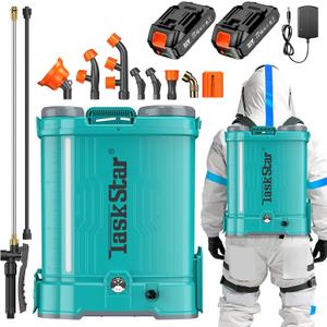 Backpack Sprayer 4 Gallon Battery Powered Electric - 2 * 2000mAh Battery Lawn Sprayer 100PSI Adjustable Pressure with 2 Wands, 6 Nozzles, Lawn Yard Weed Battery Sprayer for Garden (Lake Blue)
