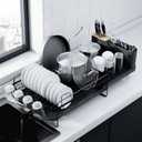 Large Dish Drying Rack,Extendable Dish Rack With Cutlery Holder, Anti-Rust Black Dish Racks For Kitchen Counter,Stainless Steel Dish Drainers For Kitchen Counter,Over The Sink Drying Rack Kitchen, Black