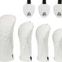 4pcs or 1pc Golf Club Head Covers for Woods, Driver, Fairway, Hybrid Premium PU Leather with Interchangeable Tags & Magnetic Blade and Mallet Putter Covers