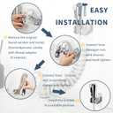 CECEFIN Kitchen Sink Sprayer Hose Attachment for Faucet, Kitchen Faucet Head Replacement w/ 79" Recoil Hose and Holder, Pressurized Water Saving Aerator & Diverter Valve, Faucet Sprayer Attachment Set