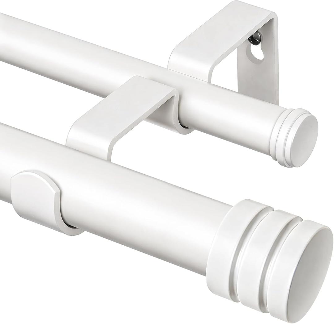 TONIAL 1 Inch Double Curtain Rods for Windows, 140 to 180 Inch, Warm White