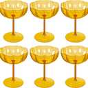 Ciaell 12PCS Plastic Martini Glasses - 10 Oz Amber Elegant Disposable Cocktail Glasses for Champagne Wine Wedding Party Anniversary Bar