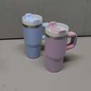 Cosictic 14 Oz Tumbler with Handle and Straw for Kids, Stainless Steel Double Wall Vacuum Insulated Cup for Children, 14 Oz Cups for Kids (Purple, Pink)