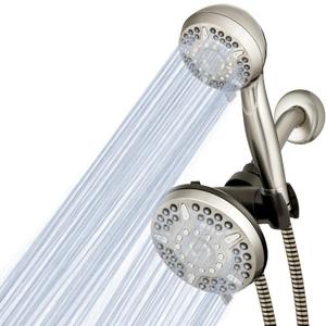 Waterpik 12-Mode 2-in-1 Dual Shower Head System with 5-Foot Hose and PowerPulse Therapeutic Massage, Brushed Nickel, XET-639E-649E