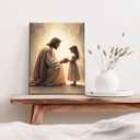 Jesus with Girl praying Wall Art Jesus with Children wall decor God painting Christian picture Bible Story Posters Prints Religious Faith Artwork for Kids Room Church Home Decoration,12x16in